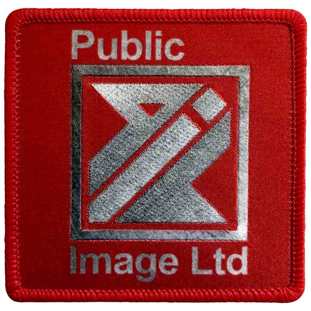 Pil Public Image Ltd - Brushed Steel Logo & Text Patch - Rot/Silberfarben